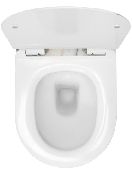 REA - Carlos Granit Shiny Rimless závesná WC misa vrátane sedátka, imitácia kameňa, REA-C8002