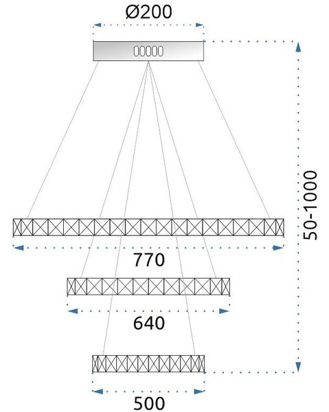 Toolight Toolight, LED krištáľové závesné svietidlo APP772-3CP, chrómová, OSW-05023