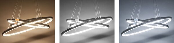 Toolight Toolight, LED krištáľové svietidlo 70x40,5cm, APP771-3CP, strieborná, OSW-05022