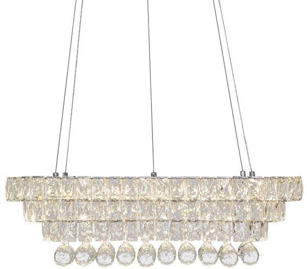 Toolight Toolight, Krištáľové závesné stropné svietidlo LED 102W + diaľkové ovládanie APP417-CP, chrómová, OSW-65015