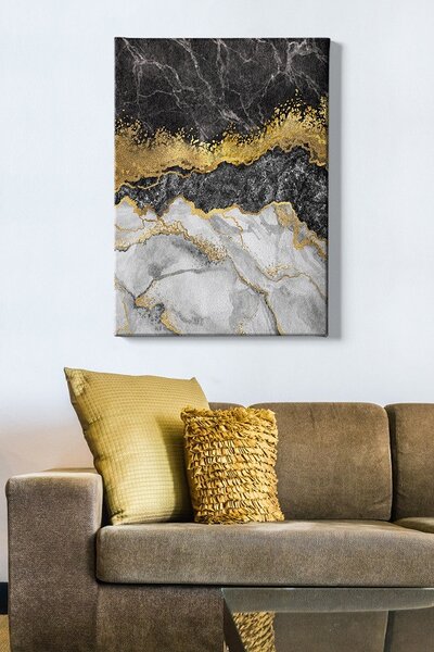 (3698) BLACK&GOLD nástenná maľba na plátne