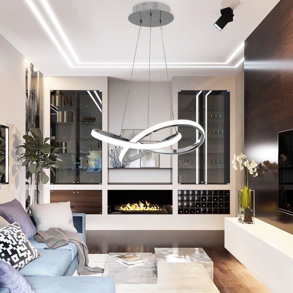 Toolight - LED závesné svietodlo prsteňové + diaľkové ovládanie APP389-CP, chróm, OSW-06905