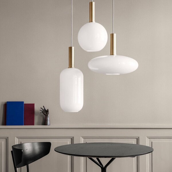 Toolight - Sklenená závesná lampa APP668-1CP, mliečne sklo, zlatá-biela, OSW-04662