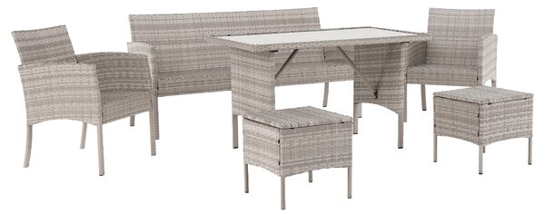 KONDELA Záhradný ratanový set, svetlosivá, LALEN