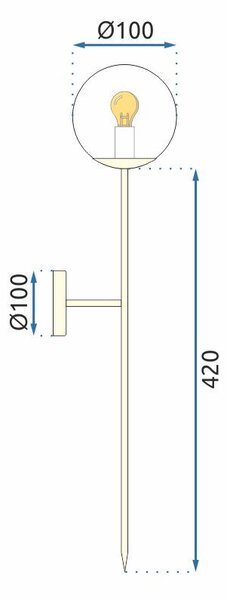 Toolight - nástenná čierna lampa 52cm APP577-1W, čierna, OSW-08755