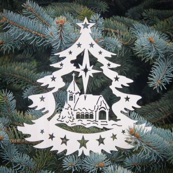 DUBLEZ | Drevený vianočný stromček s kostolom