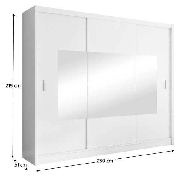 KONDELA Skriňa s posuvnými dverami, biela, 250x215, MADRYT