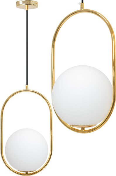 Toolight - Sklenená závesná lampa E27 60W APP473-1CP, biela-zlatá, OSW-00605