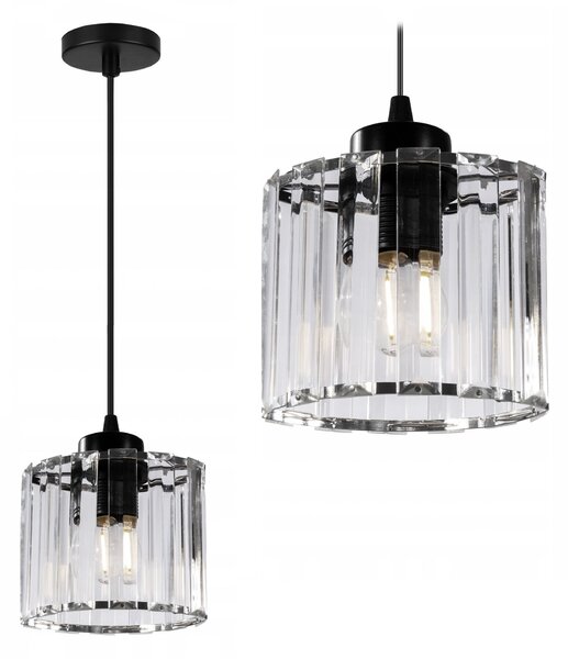 Toolight Toolight, Krištáľová závesná lampa E27 60W APP511-1CP, čierna, OSW-08551
