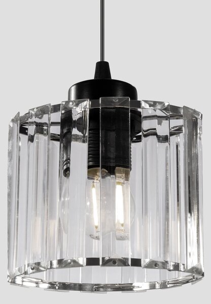 Toolight Toolight, Krištáľová závesná lampa E27 60W APP511-1CP, čierna, OSW-08551