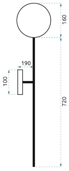 Toolight - Moderné nástenné svietidlo 90cm APP581-1W 1xE27 60W, čierna, OSW-08761