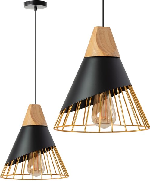 Toolight - závesná stropná zrkadlová lampa APP224-1CP, čierna-zlatá, OSW-00891