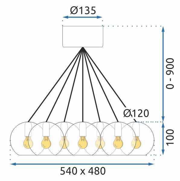 Toolight - Závesné svietidlo sklenené gule 13xG4 25W, APP561-13CP, chrómová, OSW-08237