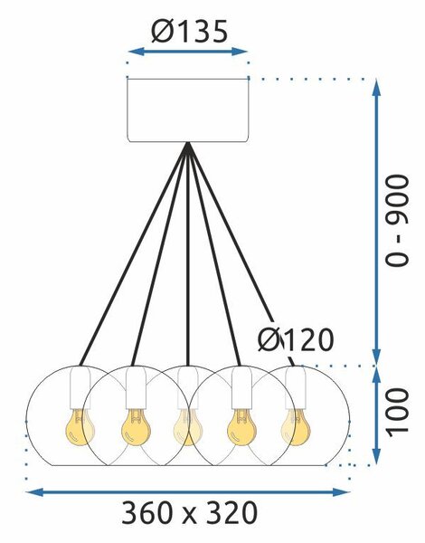 Toolight - Závesné svietidlo sklenené gule G4 25W APP560-7CP, chrómová, OSW-08236