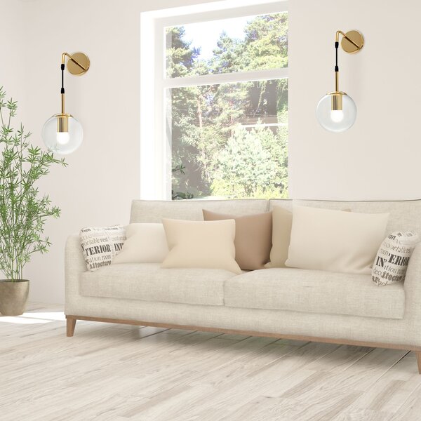 Toolight - nástenná sklenená lampa E27 60W APP685-1W, zlatá, OSW-00095
