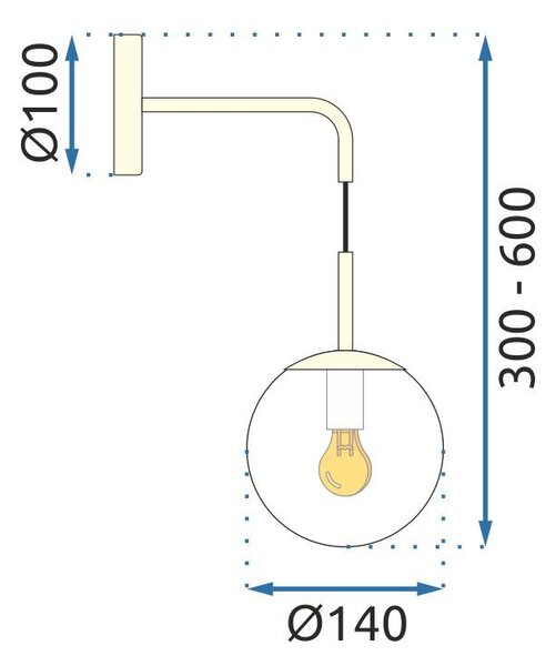 Toolight - nástenná sklenená lampa E27 60W APP685-1W, zlatá, OSW-00095