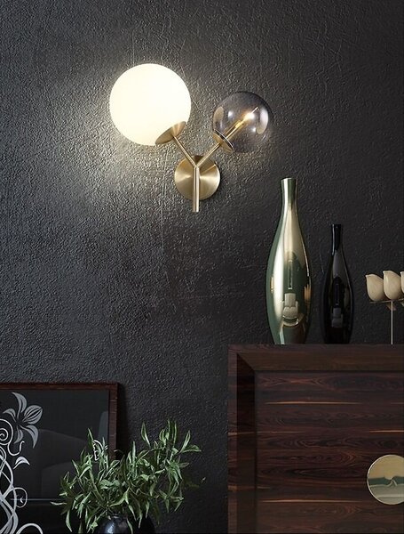 Toolight - nástenná sklenená lampa E27 60W APP1012-2W, zlatá, OSW-09481