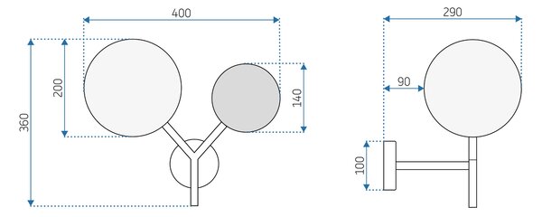 Toolight - nástenná sklenená lampa E27 60W APP1012-2W, zlatá, OSW-09481