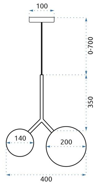 Toolight - stropná sklenená lampa E27 60W APP1013-2CP, zlatá, OSW-09482