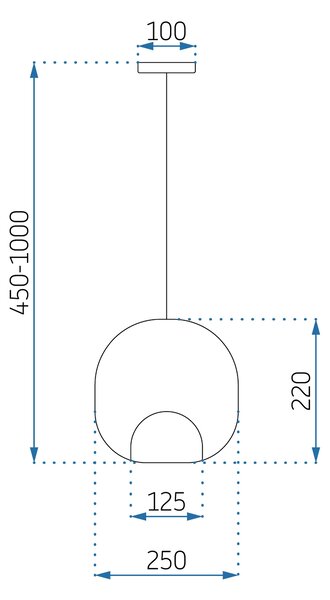 Toolight - závesné sklenené svietidlo s dymového skla E27 60W APP1027-1CP, čierna, OSW-01154