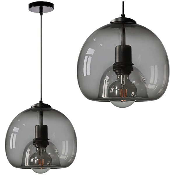 Toolight - závesné sklenené svietidlo s dymového skla E27 60W APP1027-1CP, čierna, OSW-01154
