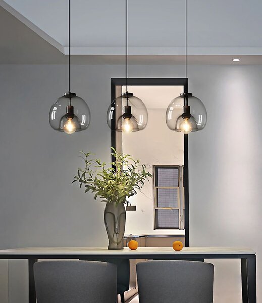 Toolight - závesné sklenené svietidlo s dymového skla E27 60W APP1027-1CP, čierna, OSW-01154