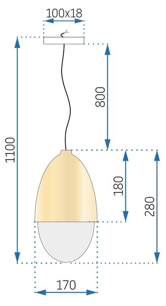Toolight - závená lampa E27 60W APP952-1CP, hnedá-biela, OSW-04035