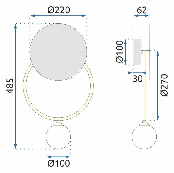 Toolight - Nástenná lampa APP923-1W, čierna-zlatá, OSW-09587
