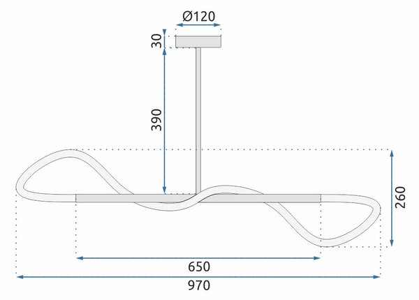 Toolight Toolight, LED závesné svietidlo 97 cm, 40W, APP856-CP, čierna, OSW-04031