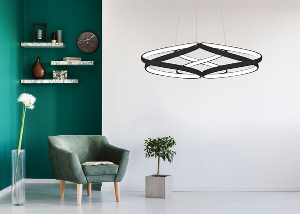 Toolight - LED závesné svietidlo APP793-CP + diaľkové ovládanie, čierna, OSW-04020