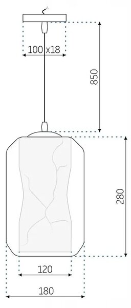 Toolight - závesné svietidlo MARBLE E27 60W APP909-1CP, mramorový efekt, OSW-06675