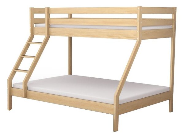 MAXMAX Detská poschodová posteľ z masívu s rozšíreným spodným lôžkom DENIS - 200x90/140 cm - prírodná