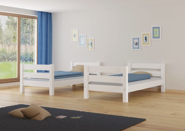 MAXMAX Detská poschodová posteľ z masívu borovice HONZA - 200x90 cm - šedá