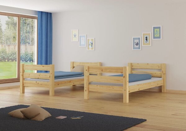 MAXMAX Detská poschodová posteľ z masívu borovice HONZA - 200x90 cm - prírodná