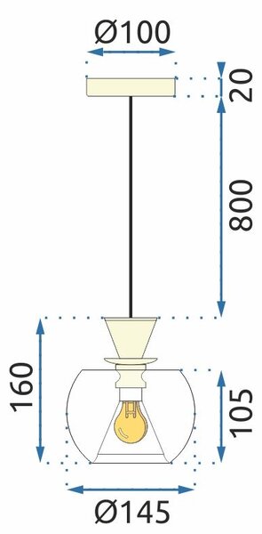 Toolight - Stropná lampa závesná sklenená guľa zlatá APP902-1CP, OSW-06676