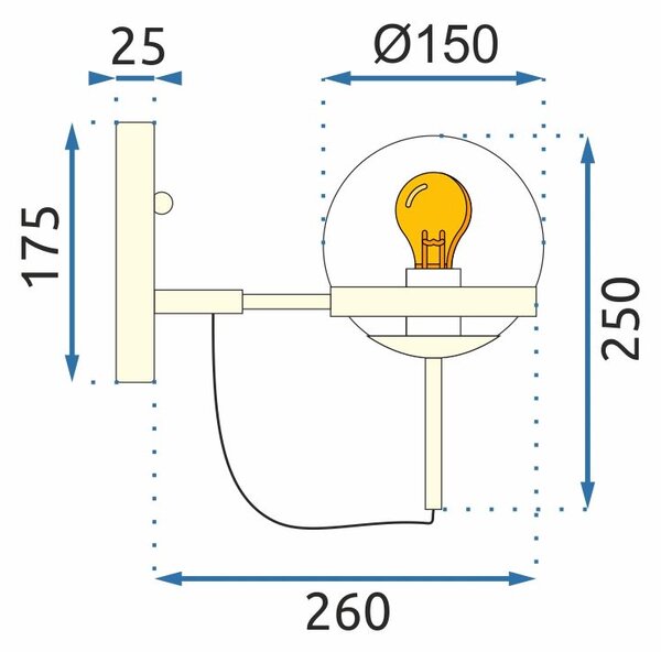 Toolight - Nástenná lampa E27 60W APP910-1W, zlatá, OSW-06678
