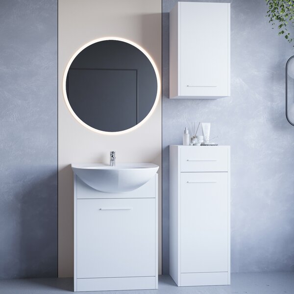 MEBLINE Kúpeľňový nábytok so zrkadlom NEPPA LED biely laminát