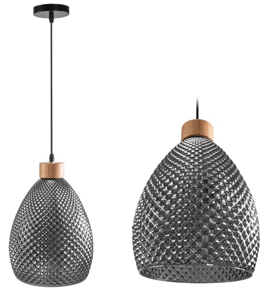 Toolight - Retro sklenená stropná lampa E27 60W APP897-1CP, čierna, OSW-05697