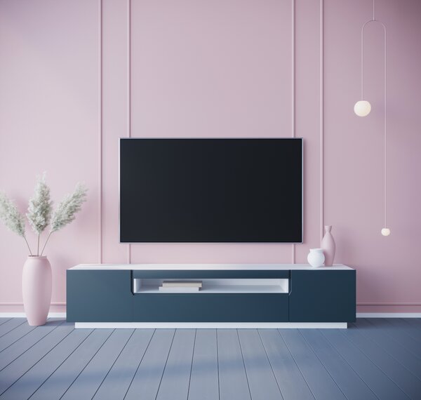 MEBLINE Komoda RTV DONE 200 biela / námornícka modrá