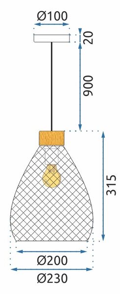 Toolight - Retro sklenená stropná lampa E27 60W APP897-1CP, čierna, OSW-05697