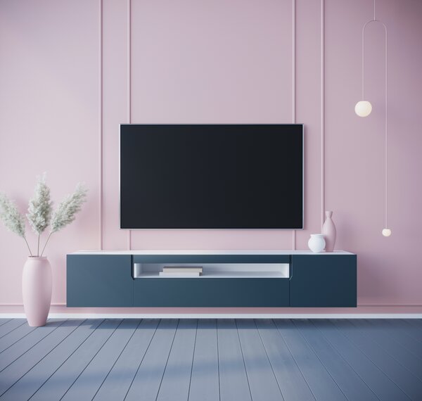 MEBLINE Komoda RTV DONE 200 biela / námornícka modrá