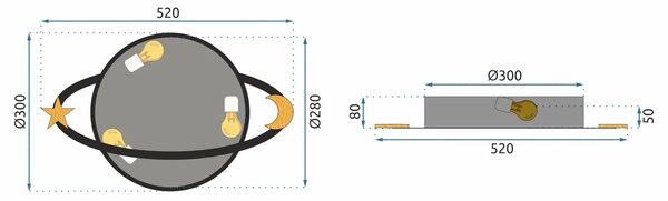 Toolight - Stropná lampa Moon White E27 60W APP865-C, biela, OSW-06886