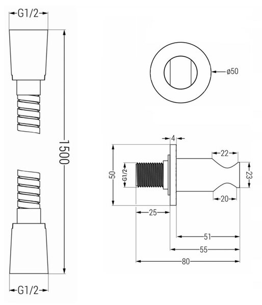Mexen príslušenstvo - 1-bodový ručný sprchový set R-70, biela,785706051-20