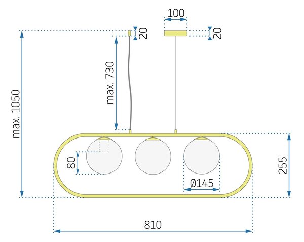 Toolight - Moderná stropná lampa 3xE27 60W APP915-3CP, zlatá, OSW-03205