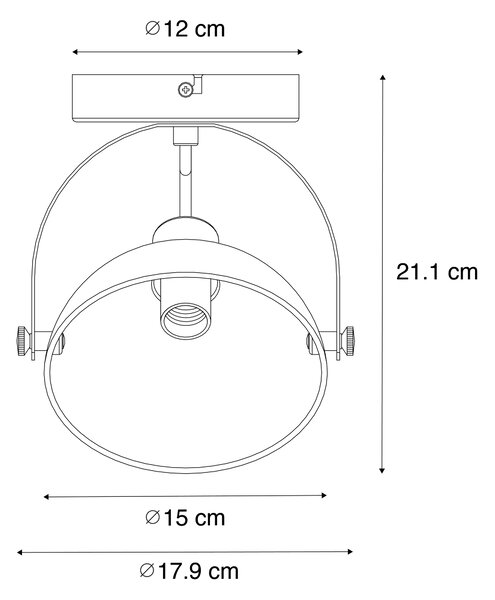 Priemyselné stropné svietidlo čierne so zlatom 15 cm nastaviteľné - Magnax