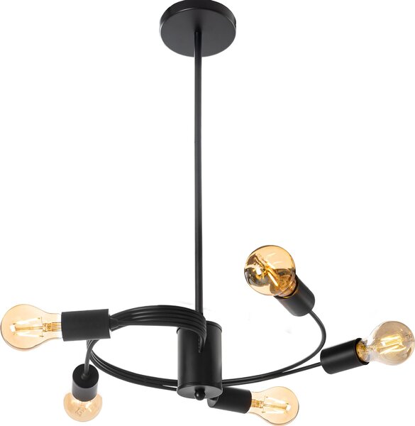 Toolight - Stropné svietidlo 5xE27 60W APP739-5CP, čierna, OSW-01104