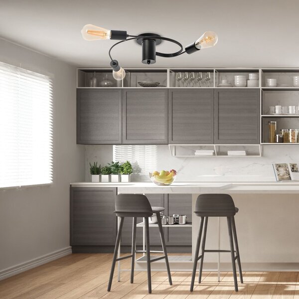 Toolight - Stropné svietidlo 3xE27 60W APP742-3C, čierna, OSW-01107