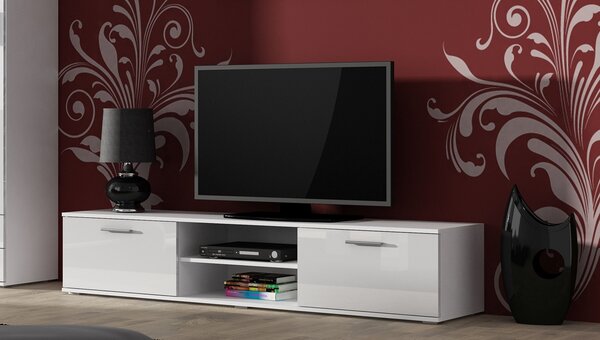 MEBLINE Komoda RTV SINDI SH3A biela / biely lesk