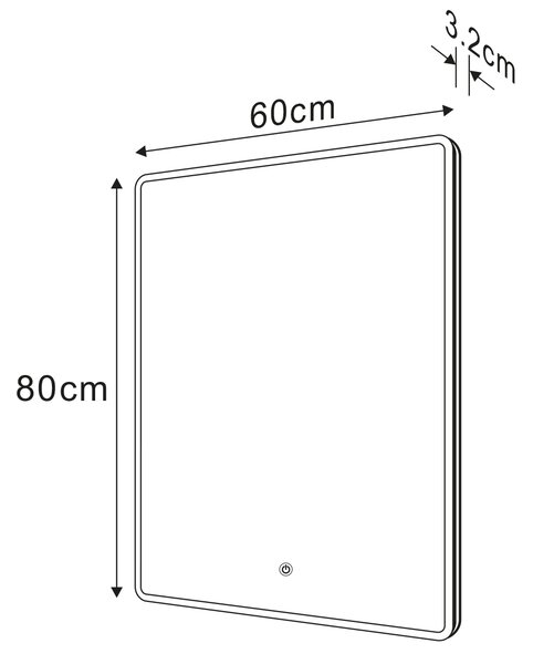 Sapho Sapho, PIRI zrkadlo s LED osvetlením 60x80cm, dotykový senzor, 2700-6500K, PR600S