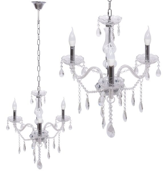 Toolight - Krištáľový závesný luster 3xE14 60W 300752, strieborná, OSW-04601